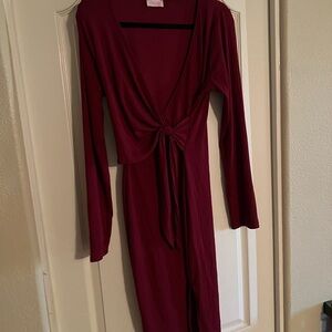 Pink Lily Deep Red Long Sleeve Dress